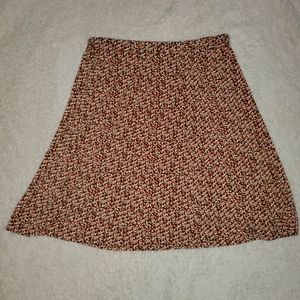 Brown Skirt with White and Pink Flowers